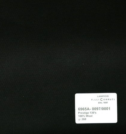 6965A-0097/0001 Cerruti Lanificio - Vải Suit 100% Wool - Đen Trơn